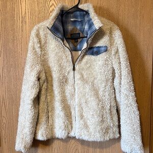 Pendleton Cream Fleece Jacket with Denim Accent
